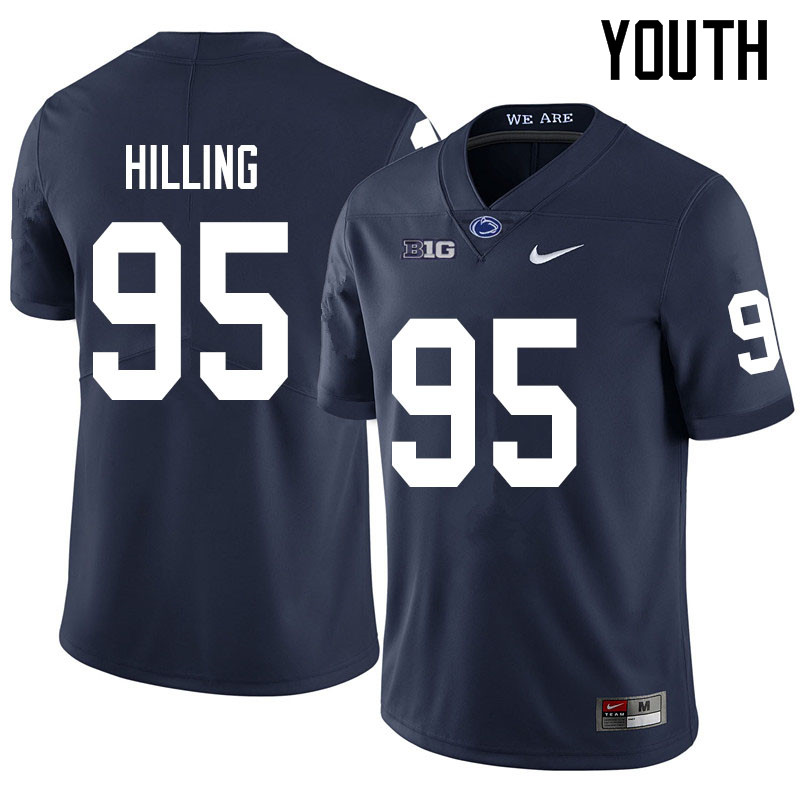Youth #95 Vlad Hilling Penn State Nittany Lions College Football Jerseys Sale-Navy